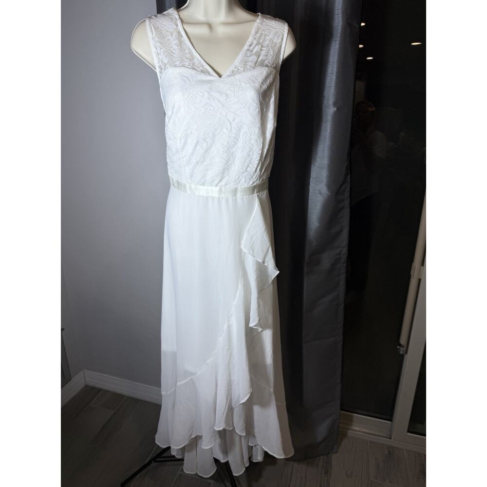 Meet Jen‎ Dress 2XL White Cocktail Dress Lace Chiffon Dress Boho Wedding Evening